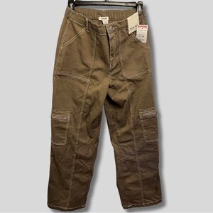 Rachel Paige Light Brown Cargo Pants with Zipper